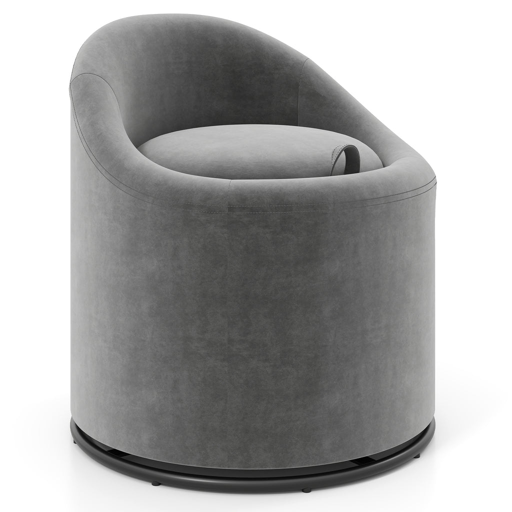 Barrel Chair with Storage 360° Swivel Upholstered Vanity Chair-Gray
