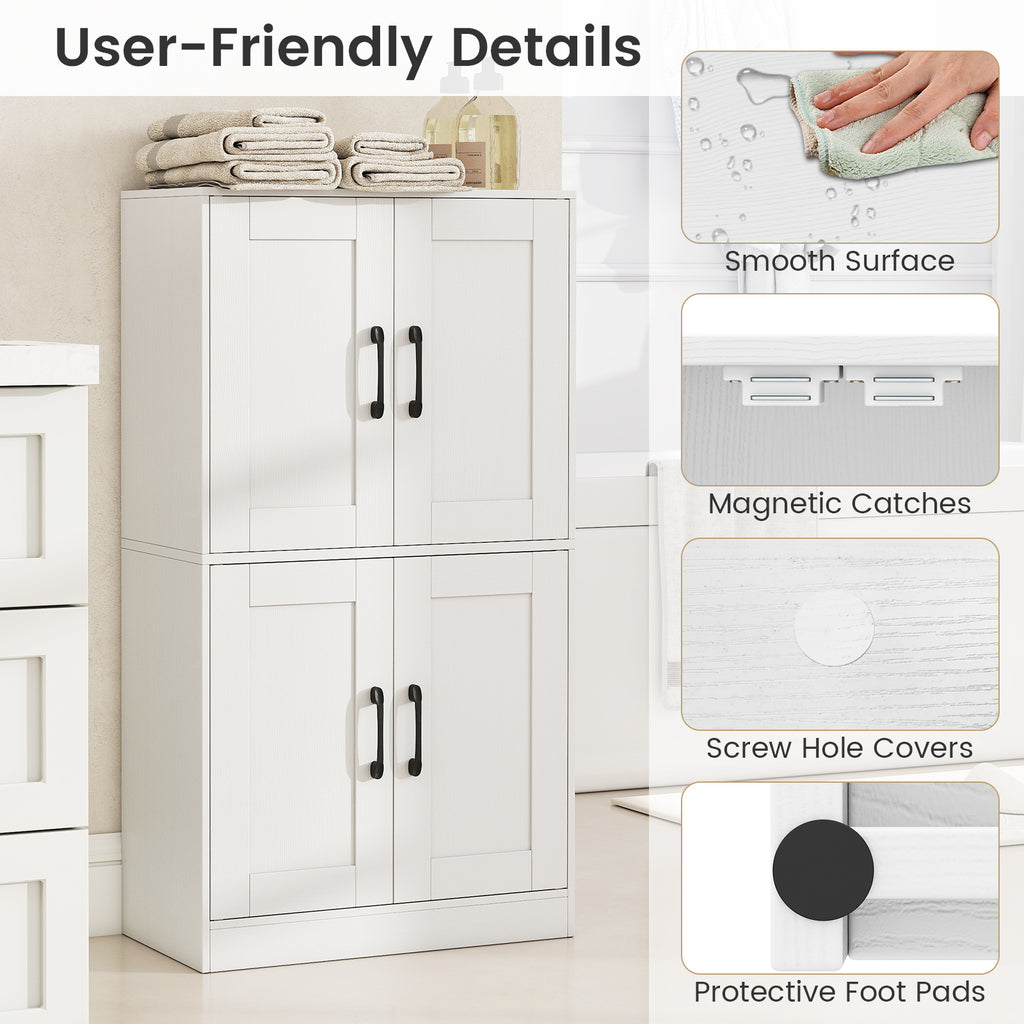 Bathroom Cabinet 43.5 inch Storage Cabinet with Doors and Adjustable Shelves-White