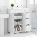 Bathroom Floor Cabinet with 4 Drawers with 2 Doors and Adjustable Shelf-White