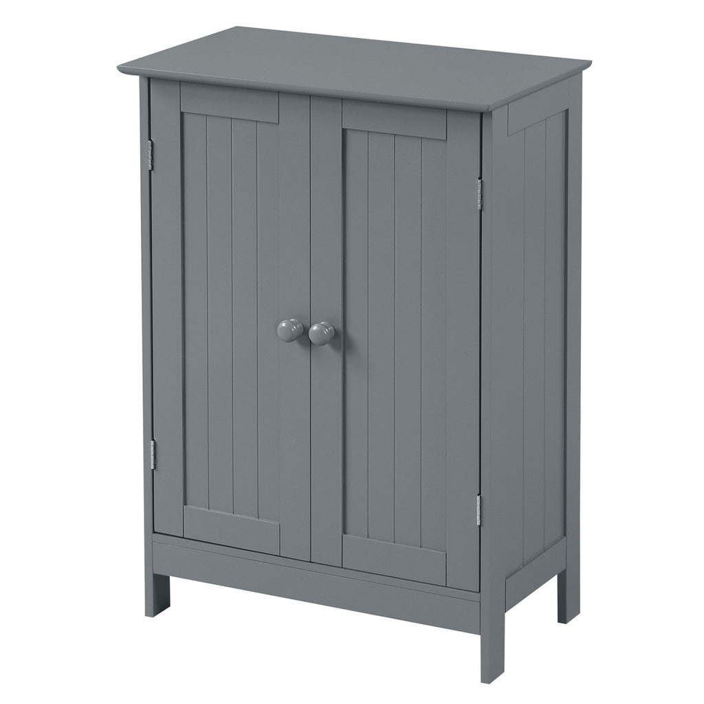 Bathroom Floor Storage Double Door Cupboard Cabinet-Gray