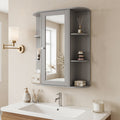 Bathroom Single Door Shelves Wall Mount Cabinet with Mirror-Gray