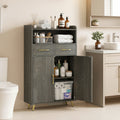 Bathroom Storage Cabinet Freestanding Floor Cabinet with 2 Drawers and 2 Doors-Gray Oak