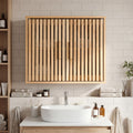 Bathroom Wall Cabinet with 2 Slatted Doors and 3-Level Adjustable Shelves-Natural