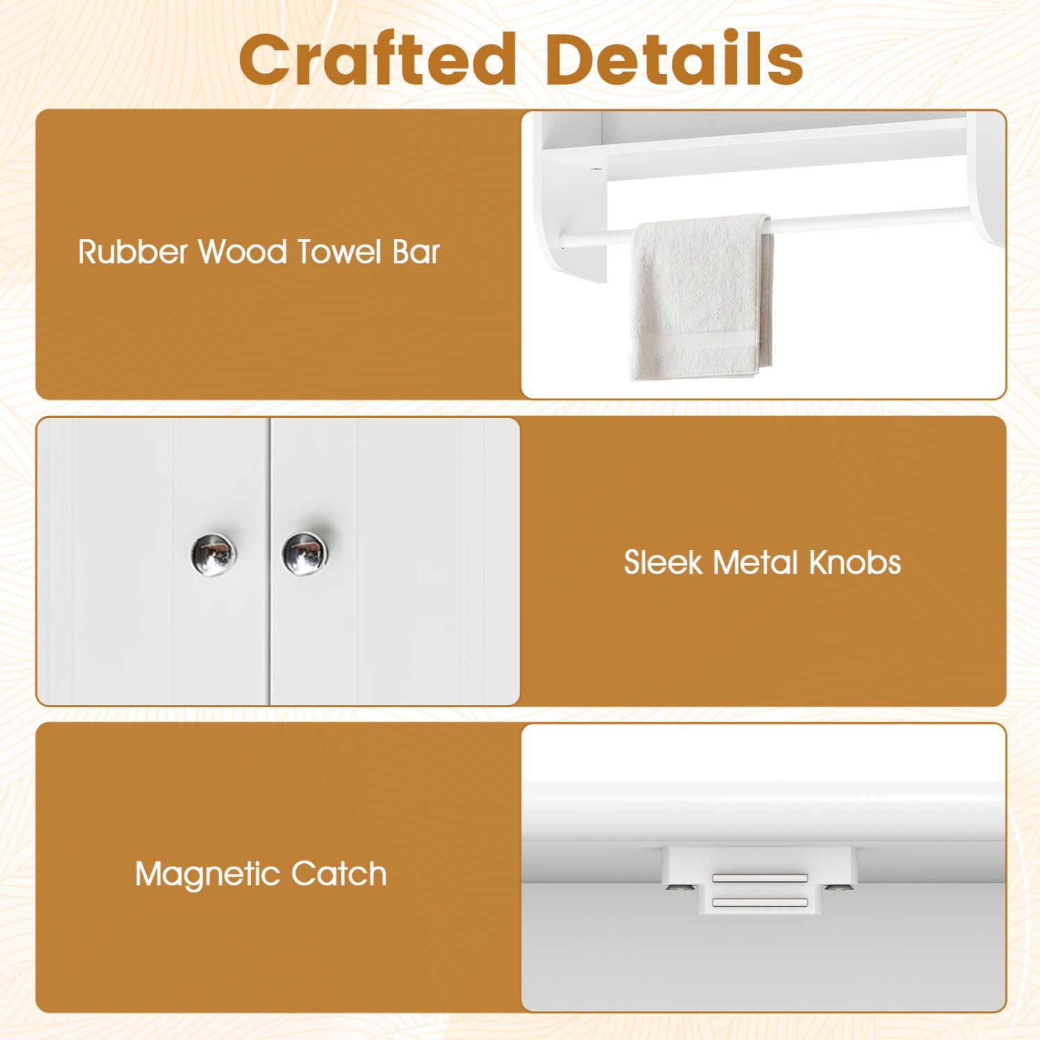 Bathroom Wall Cabinet with Towel Bar and Open Shelf and Adjustable Shelf-White