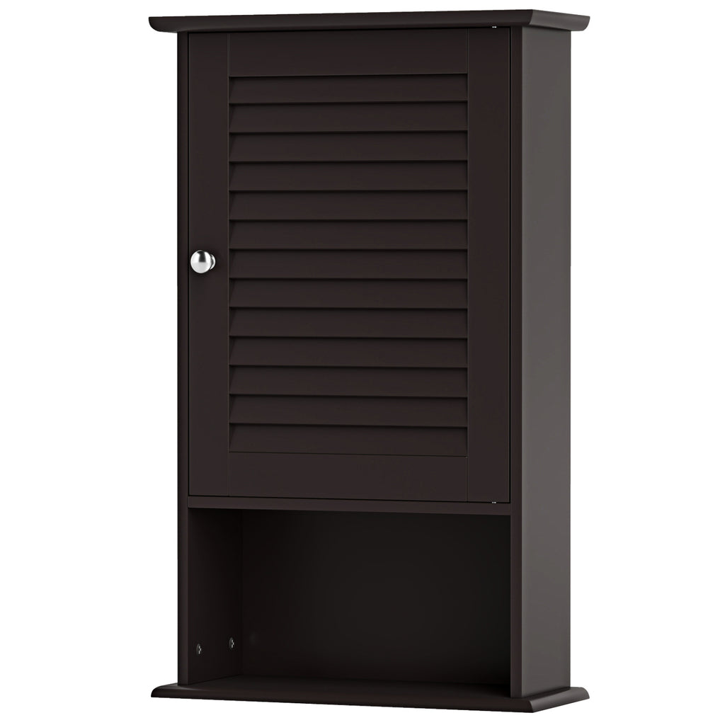 Bathroom Wall Mount Storage Cabinet Single Door with Height Adjustable Shelf-Rustic Brown