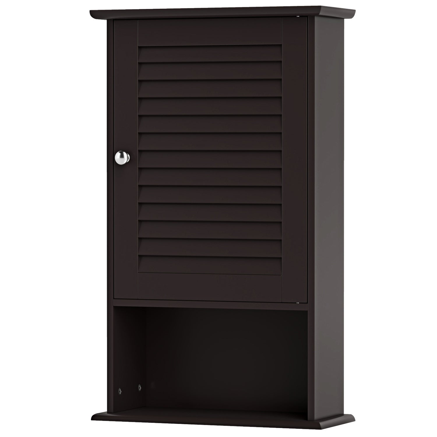 Bathroom Wall Mount Storage Cabinet Single Door with Height Adjustable Shelf-Rustic Brown