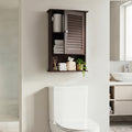 Bathroom Wall Mount Storage Cabinet Single Door with Height Adjustable Shelf-Rustic Brown