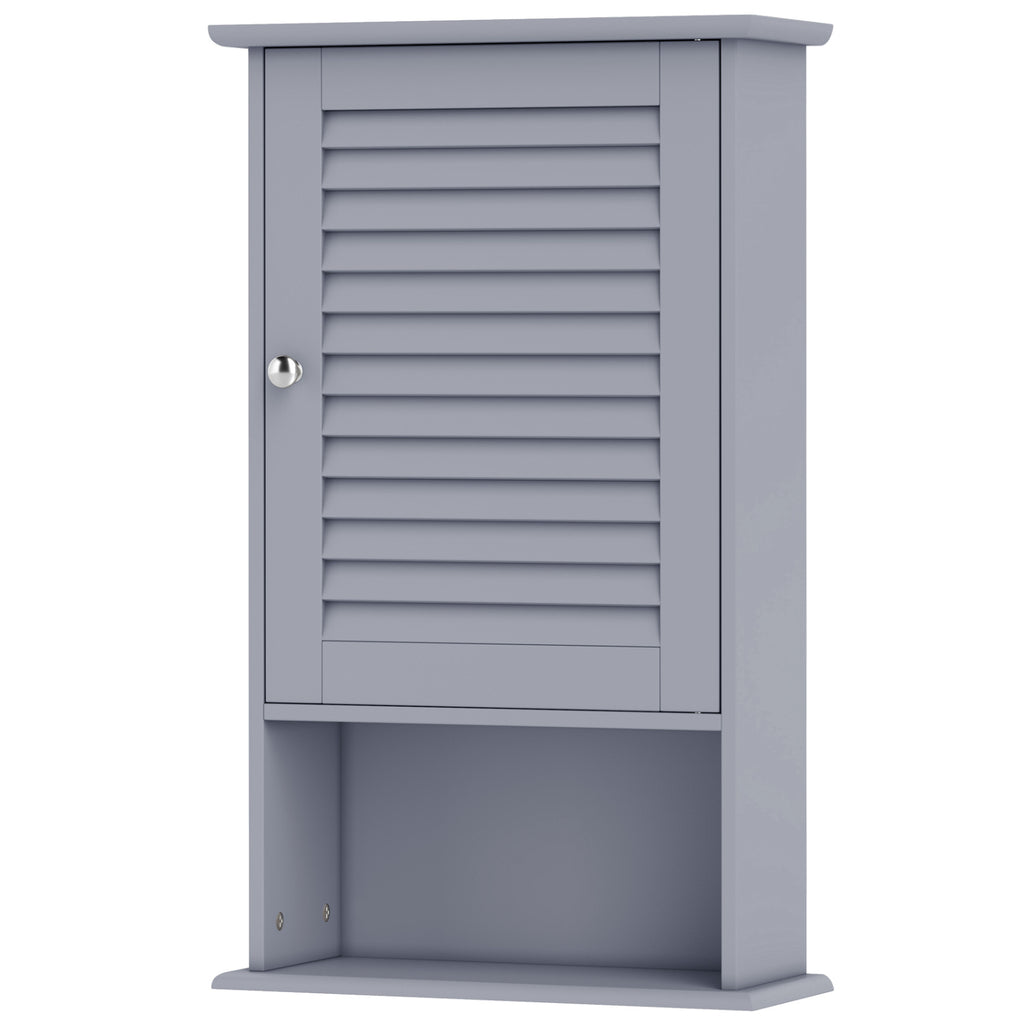 Bathroom Wall Mount Storage Cabinet Single Door with Height Adjustable Shelf-Gray