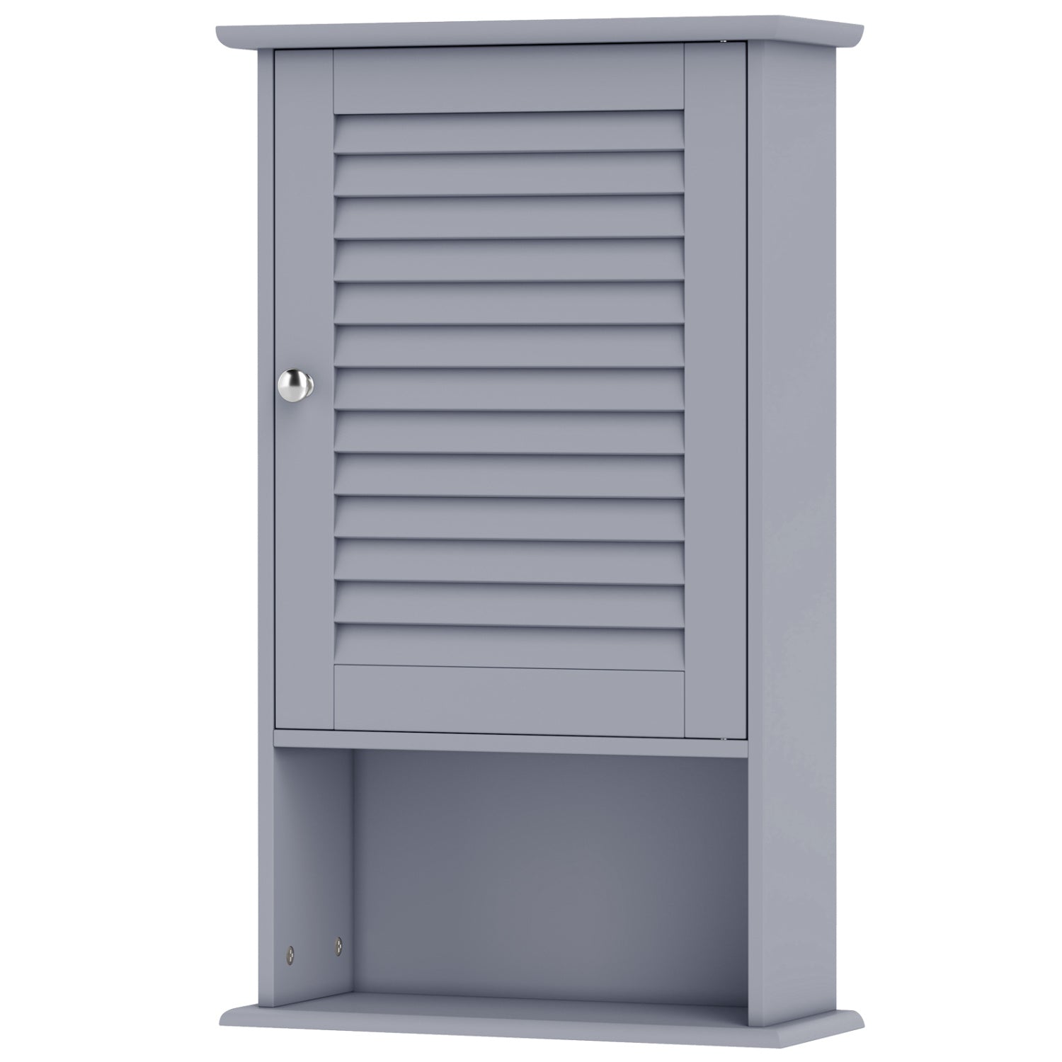 Bathroom Wall Mount Storage Cabinet Single Door with Height Adjustable Shelf-Gray