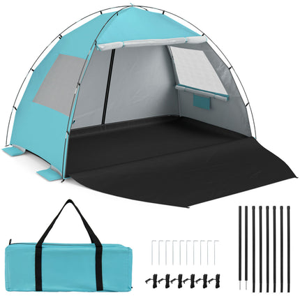 Beach Tent Sun Shelter with Canopy Pop-Up Easy Setup UPF50+ Sun Protection-Blue