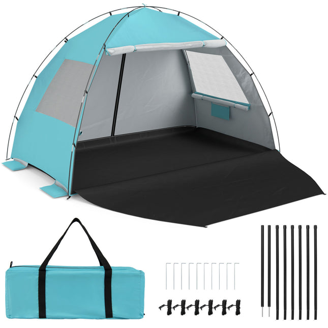 Beach Tent Sun Shelter with Canopy Pop-Up Easy Setup UPF50+ Sun Protection-Blue