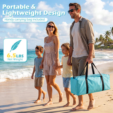 Beach Tent Sun Shelter with Canopy Pop-Up Easy Setup UPF50+ Sun Protection-Blue