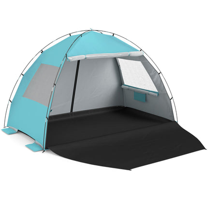 Beach Tent Sun Shelter with Canopy with Extended Floor and Vent Windows-Blue