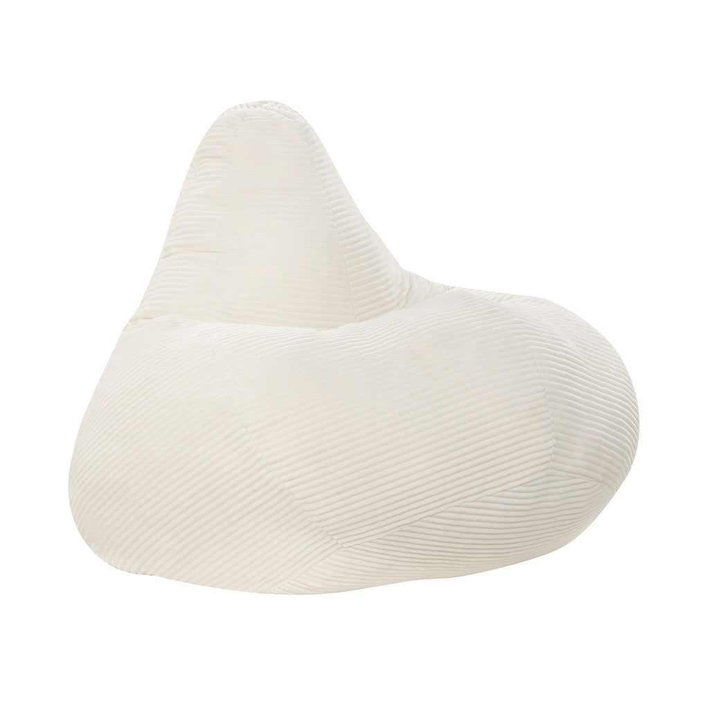 Bean Bag Chair for Adults Accent Lazy Sofa with Skin-friendly Corduroy Cover and Soft Sponge Filling-Off White