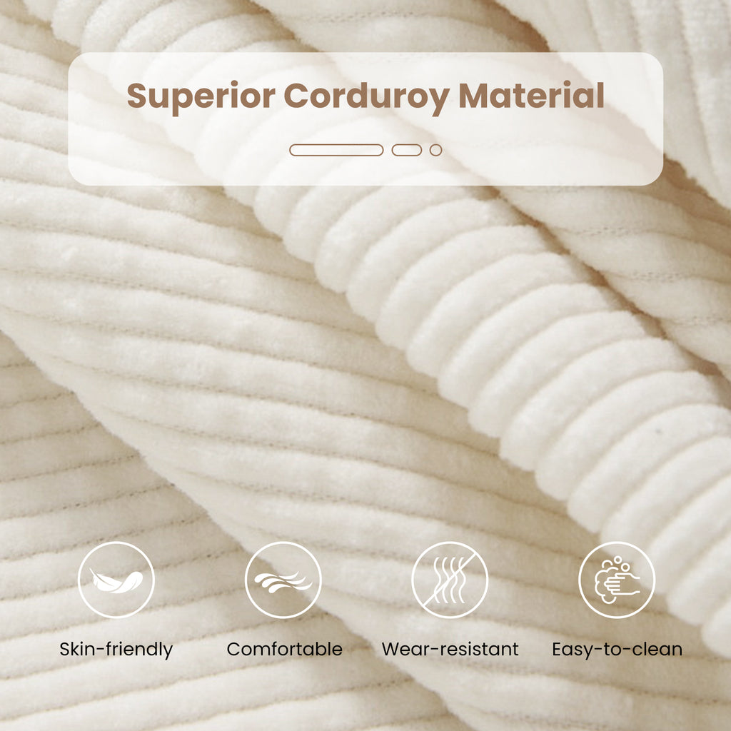 Bean Bag Chair for Adults Accent Lazy Sofa with Skin-friendly Corduroy Cover and Soft Sponge Filling-Off White