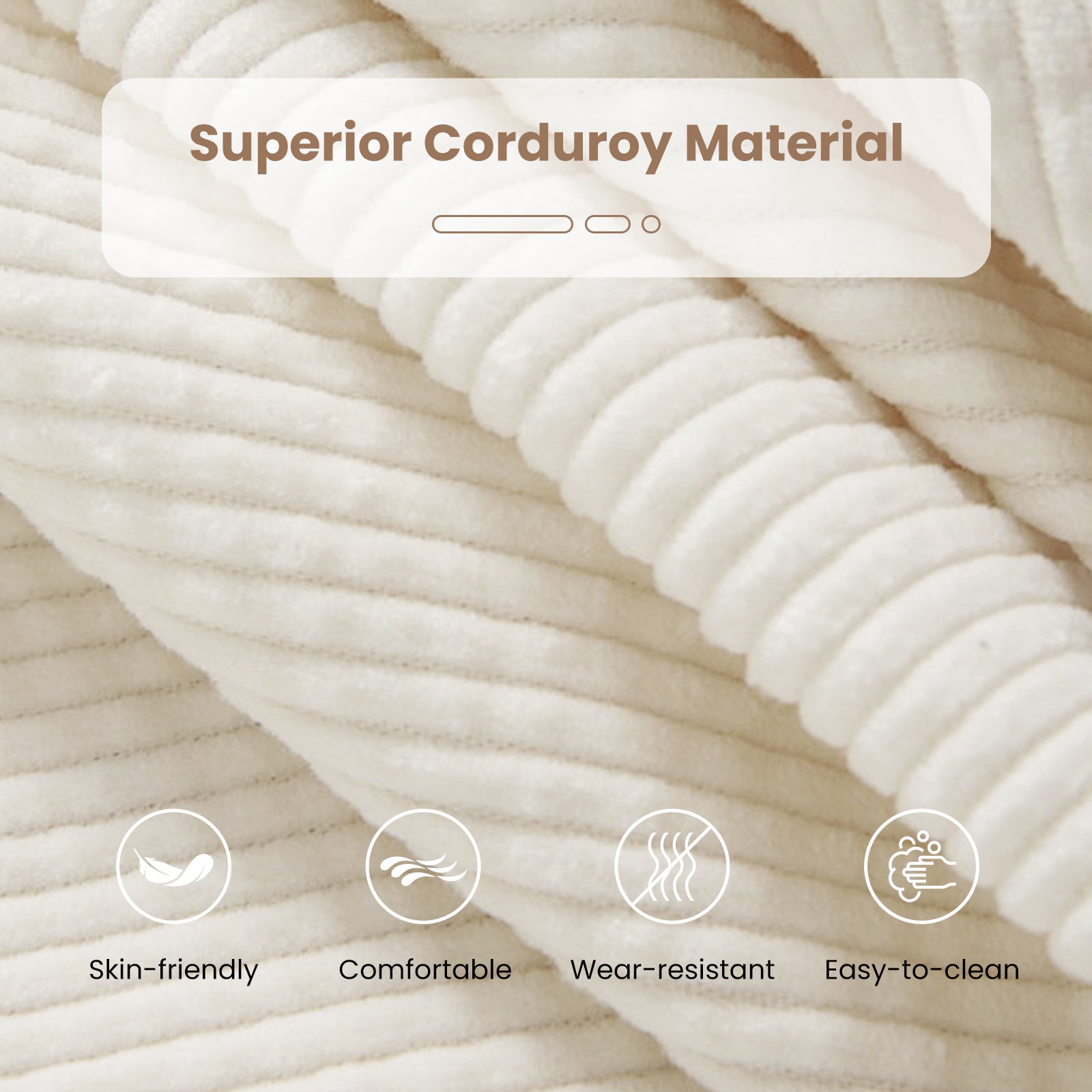 Bean Bag Chair for Adults Accent Lazy Sofa with Skin-friendly Corduroy Cover and Soft Sponge Filling-Off White