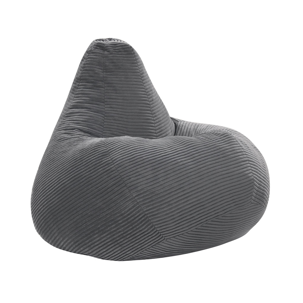 Bean Bag Chair for Adults Accent Lazy Sofa with Skin-friendly Corduroy Cover and Soft Sponge Filling-Dark Gray