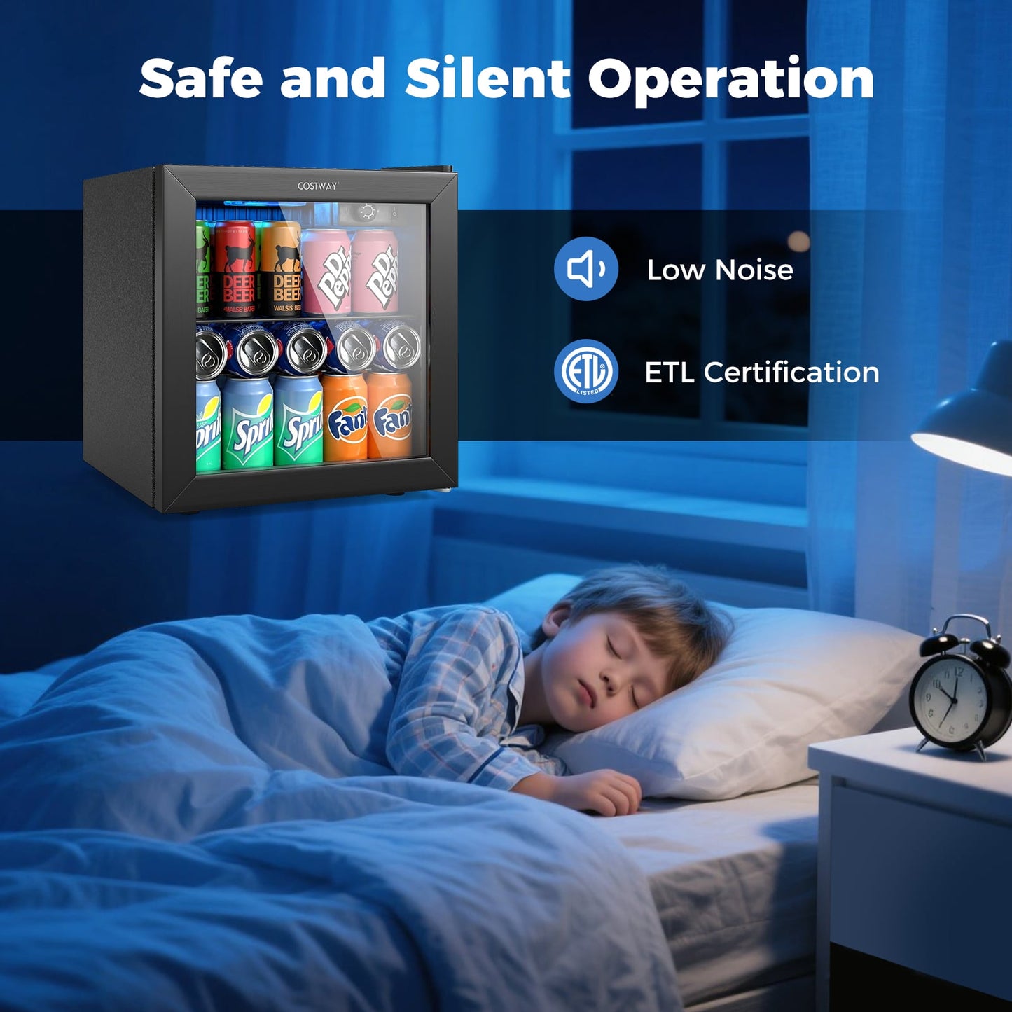 Beverage Refrigerator Cooler 1.3 Cu. Ft. 12 Bottles 55 Cans Mini Fridge-Black