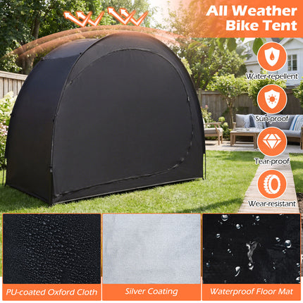 Bike Storage Tent Portable Bicycle Shed with Waterproof PU Coated Oxford Fabric-Black