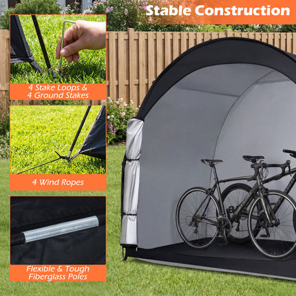 Bike Storage Tent Portable Bicycle Shed with Waterproof PU Coated Oxford Fabric-Black