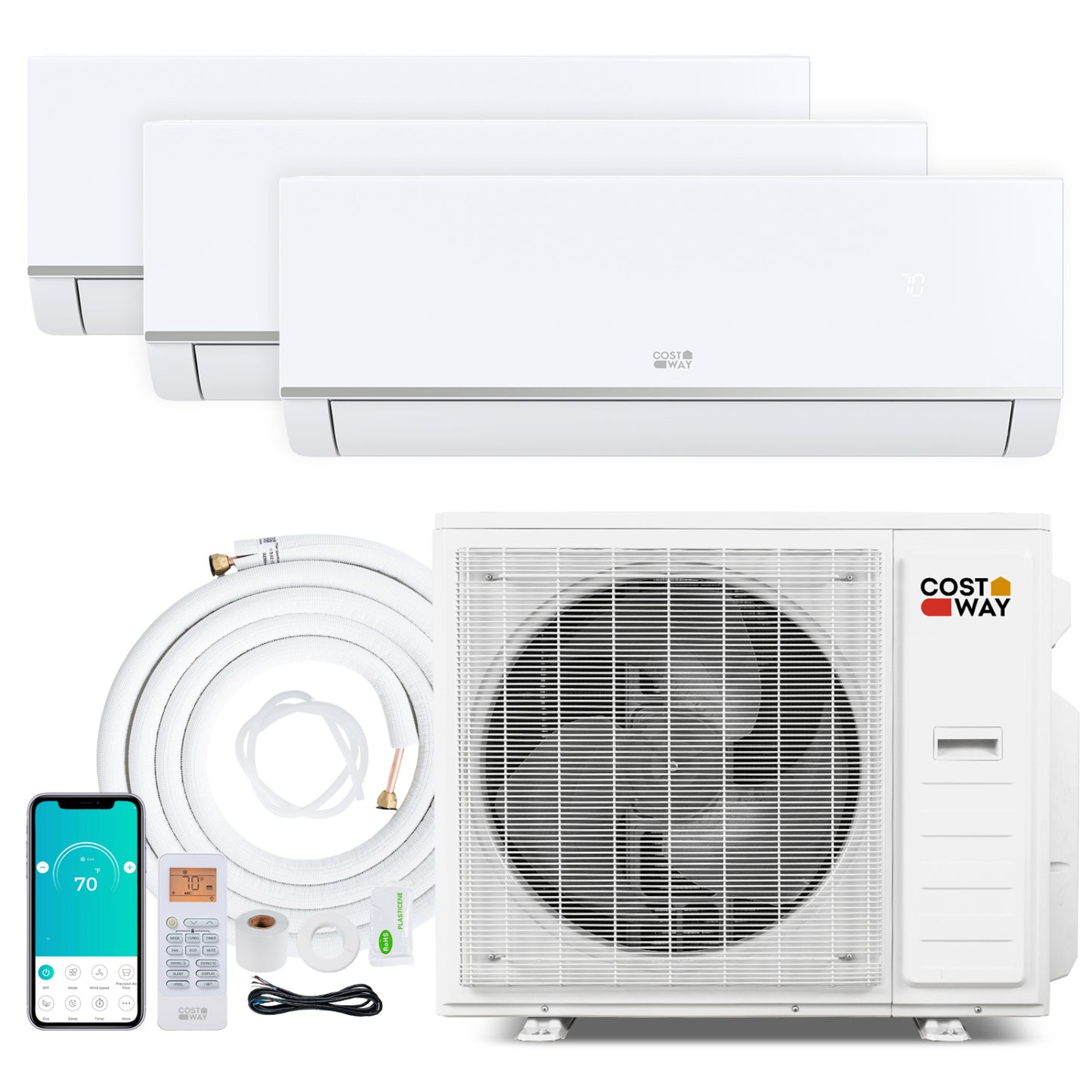 Blast Pro 38000 BTU 3 Zone 20 SEER2 Mini Split AC with Heat Pump 9K + 9K + 18K