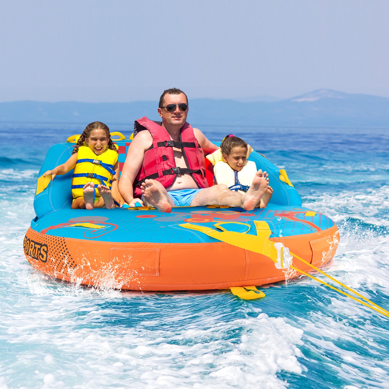 Boating 3 Riders Towable Tube Water Sport Towables Sofa Pull Tube with Nylon Cover