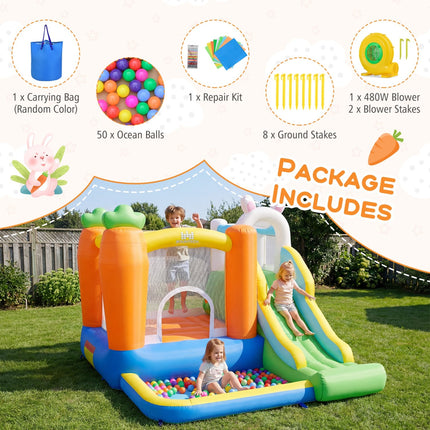 Bounce House for Kids 3-12 with Climbing Wall and 480W Blower for Backyard Party