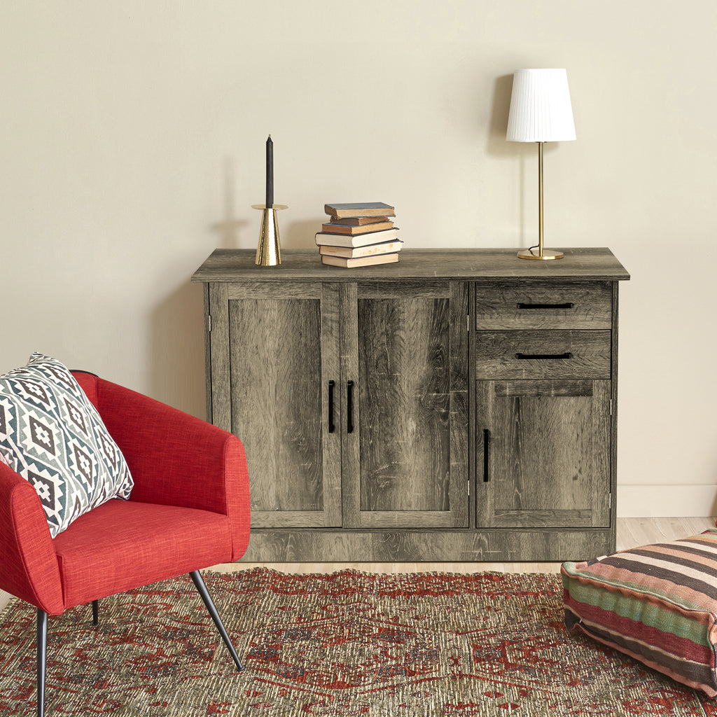 Buffet Storage Cabinet  Kitchen Sideboard with 2 Drawers-Gray