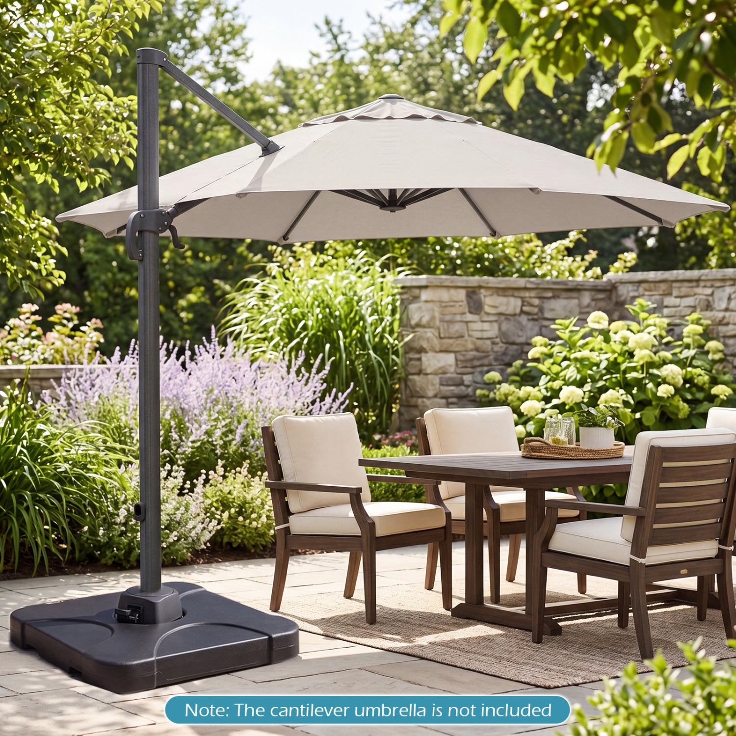 Cantilever Patio Umbrella Base 242 LBS Water and Sand Fillable Weighted Stand