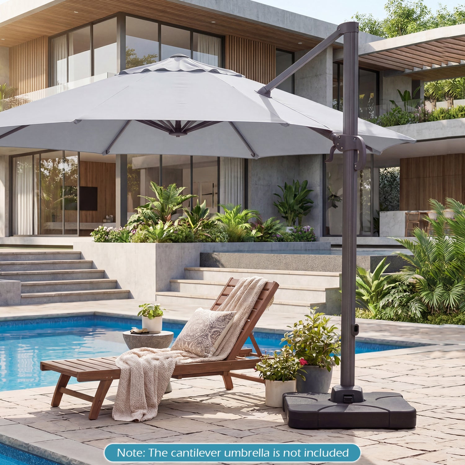 Cantilever Patio Umbrella Base 242 LBS Water and Sand Fillable Weighted Stand