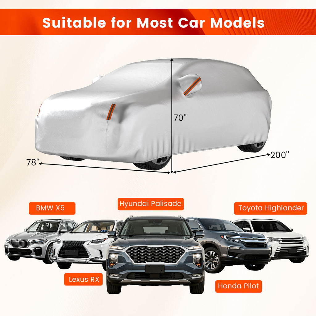 Car Cover for Automobiles 200 Inch Rain Sun UV Protection Fit SUV BMW Honda Lexus Mercedes-Benz