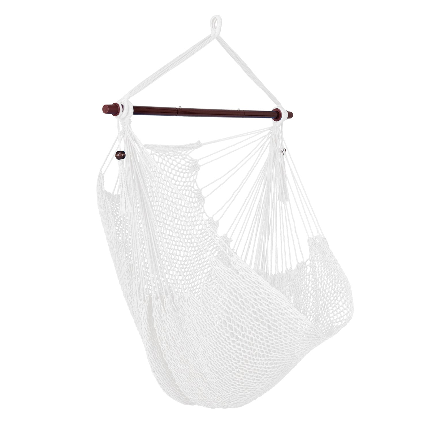Caribbean Hammock Chair with Metal Spreader Bar Woven Rope Swing-Beige