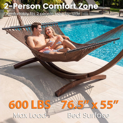 Caribbean Hammock with Spreader Bar for Patio Poolside-Brown