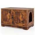 Cat Litter Box Enclosure Furniture Indoor Wooden Cat House End Side Table Nightstand-Grey