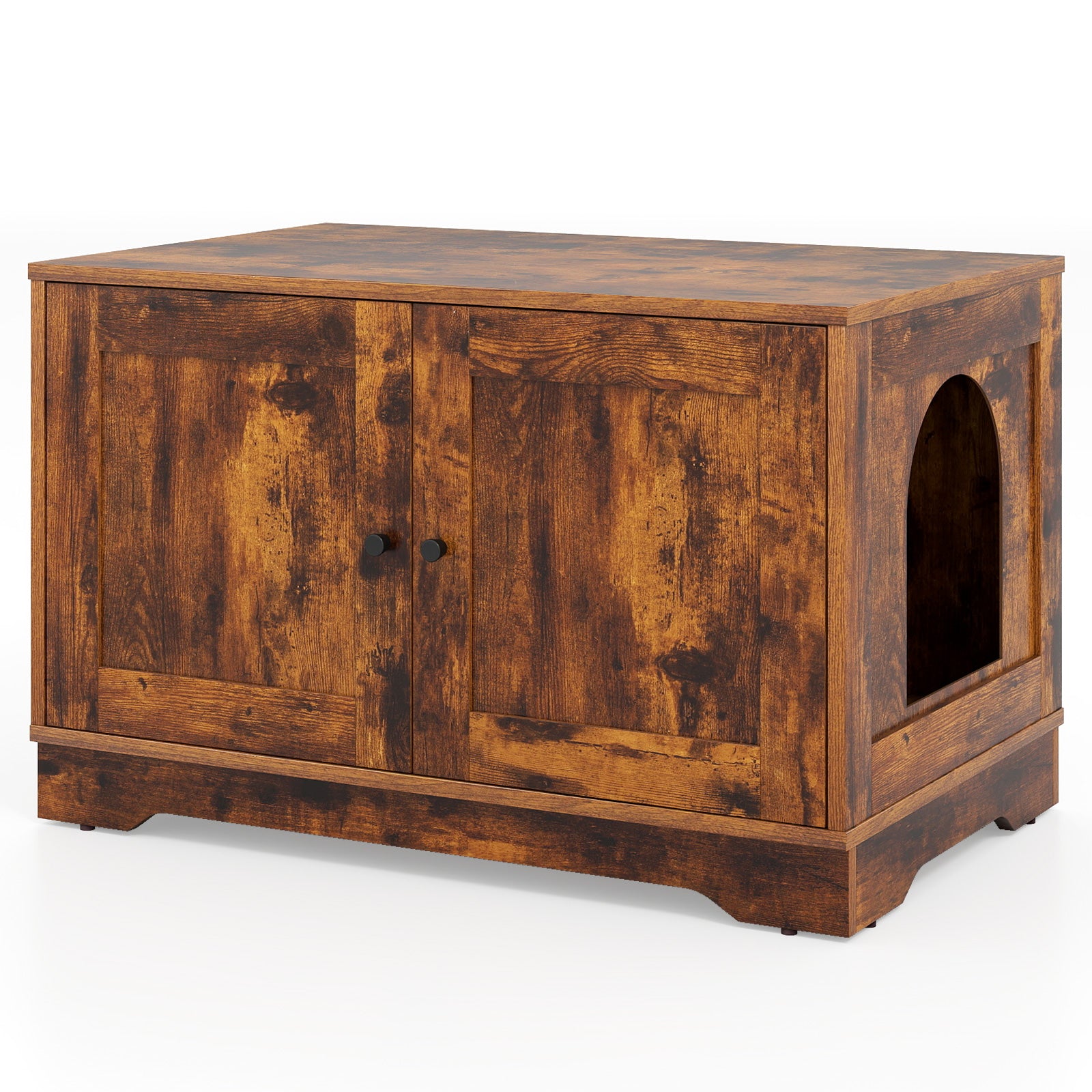 Cat Litter Box Enclosure Furniture Indoor Wooden Cat House End Side Table Nightstand-Grey