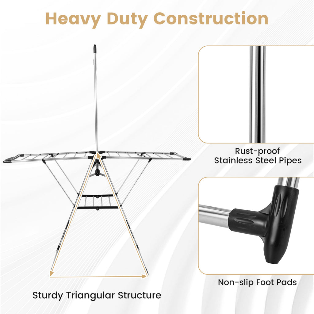 Clothes Drying Rack with 6-Level Adjustable Height