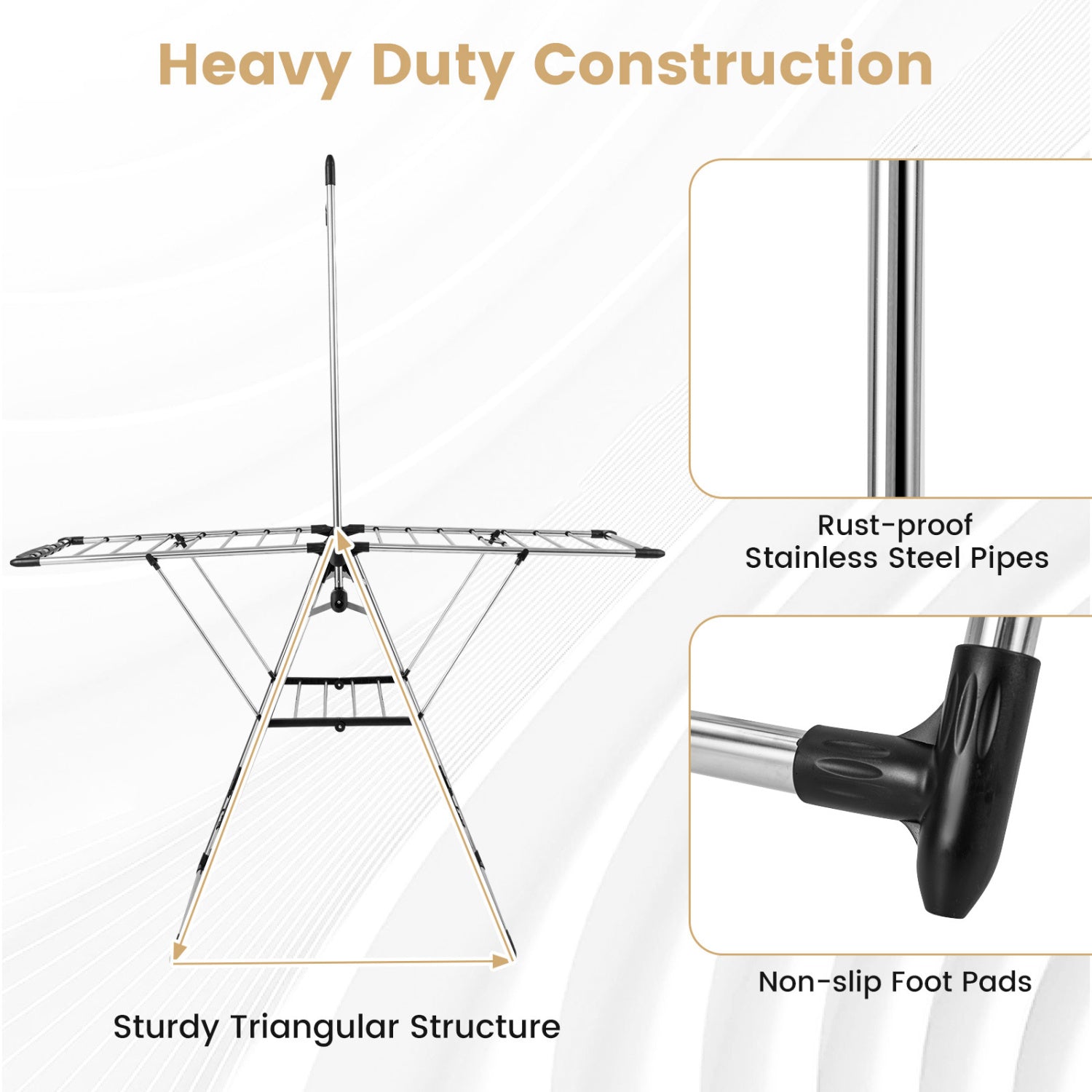 Clothes Drying Rack with 6-Level Adjustable Height