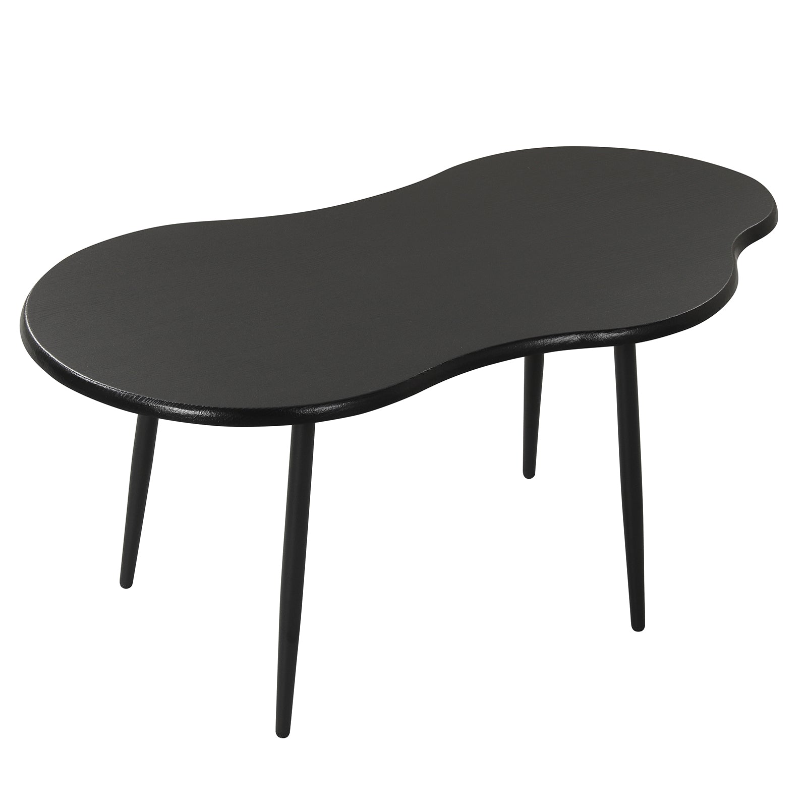 Cloud Shape Coffee Table 39.5 inch Irregular Center Table with Metal Frame-Black