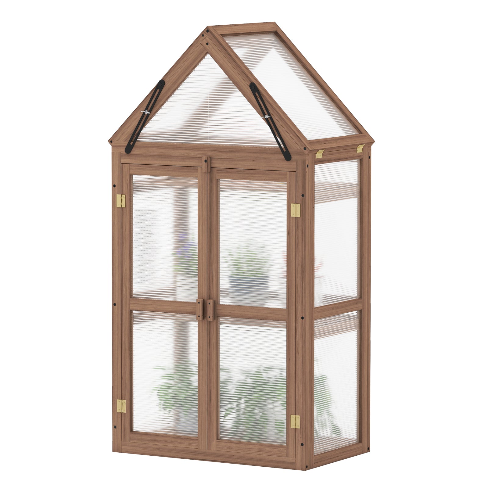 Mini serre de jardin en bois pour légumes et fleurs - Marron