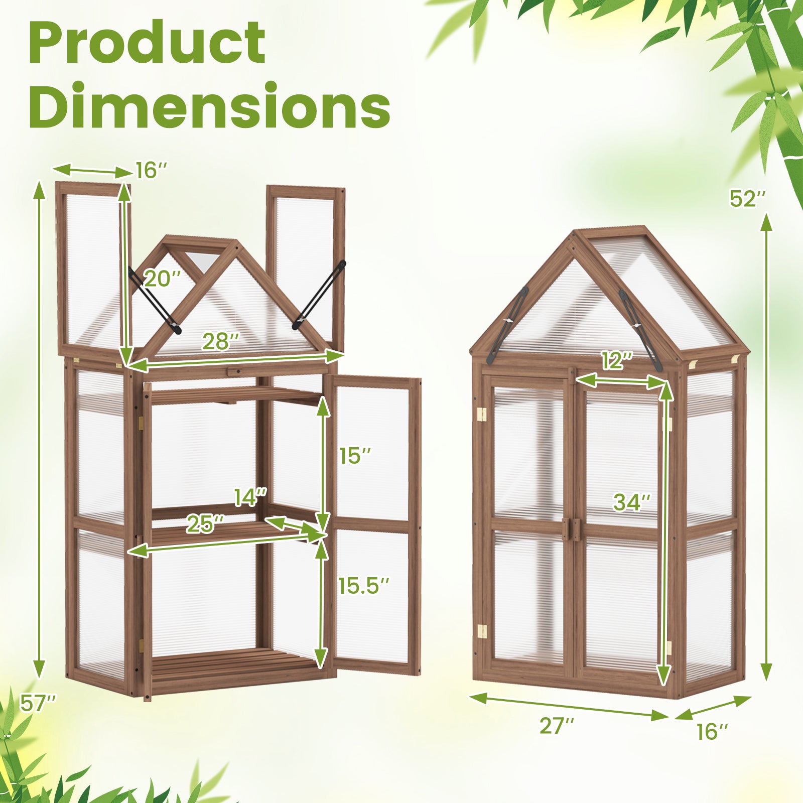 Mini serre de jardin en bois pour légumes et fleurs - Marron