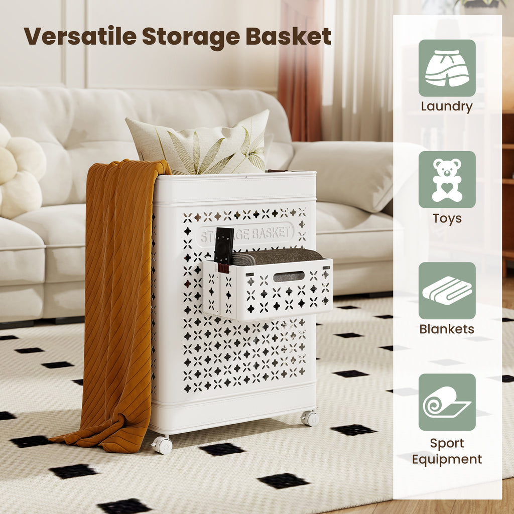 Collapsible Laundry Basket 20 Gallon Plastic Storage Bin-White