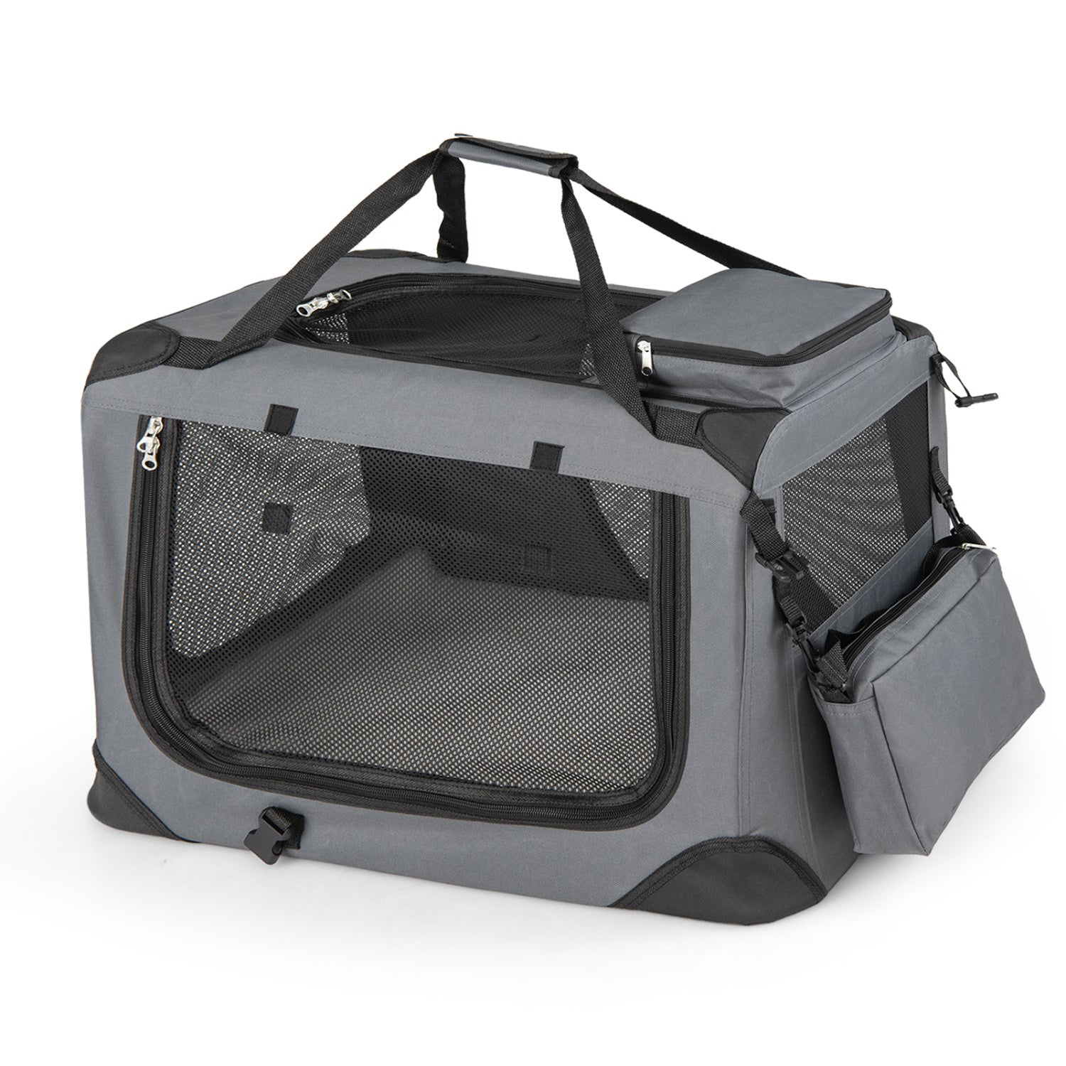 Collapsible Soft Dog Crate Travel Crate with Mesh Windows and 3 Doors-S