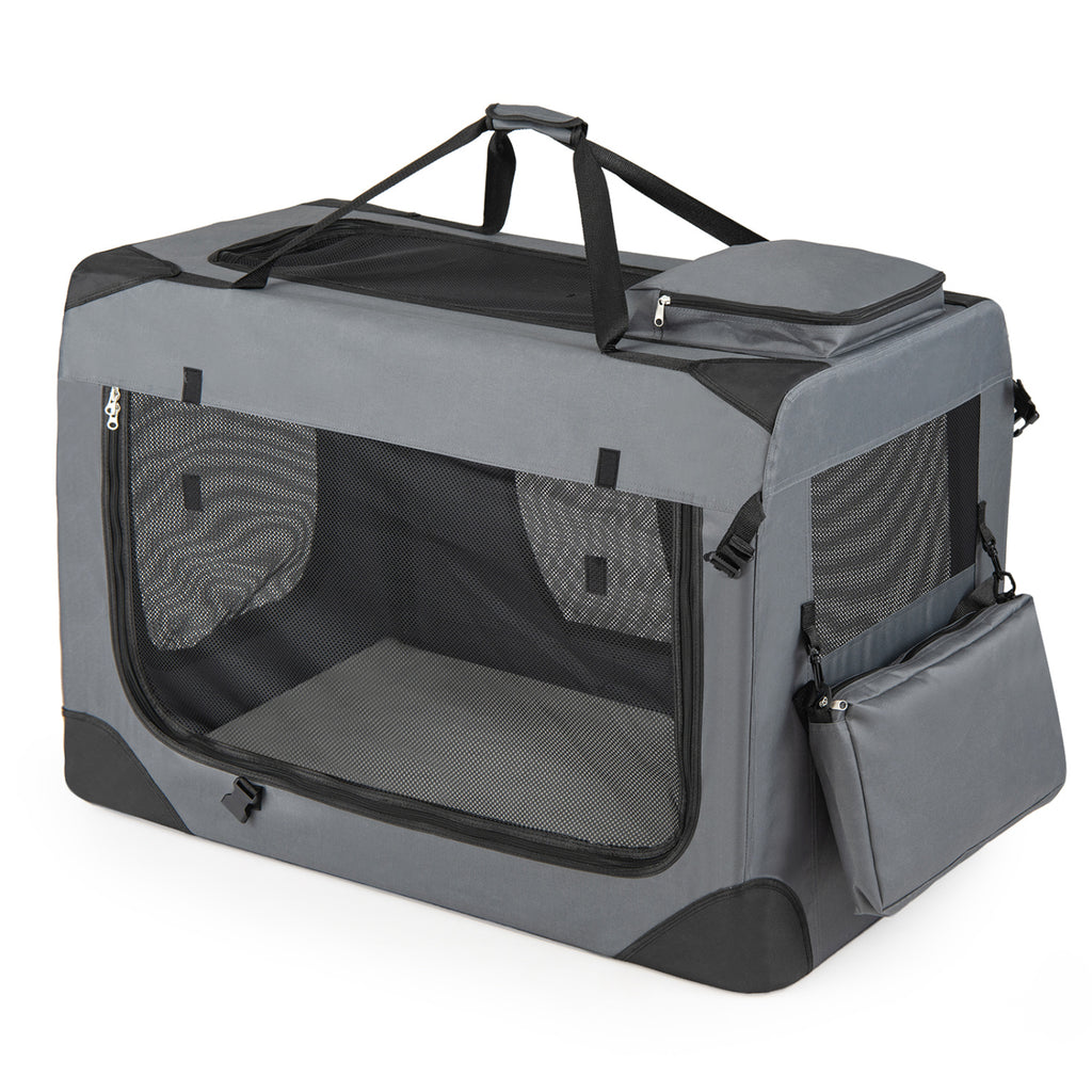 Collapsible Soft Dog Crate Travel Crate with Mesh Windows and 3 Doors-XL