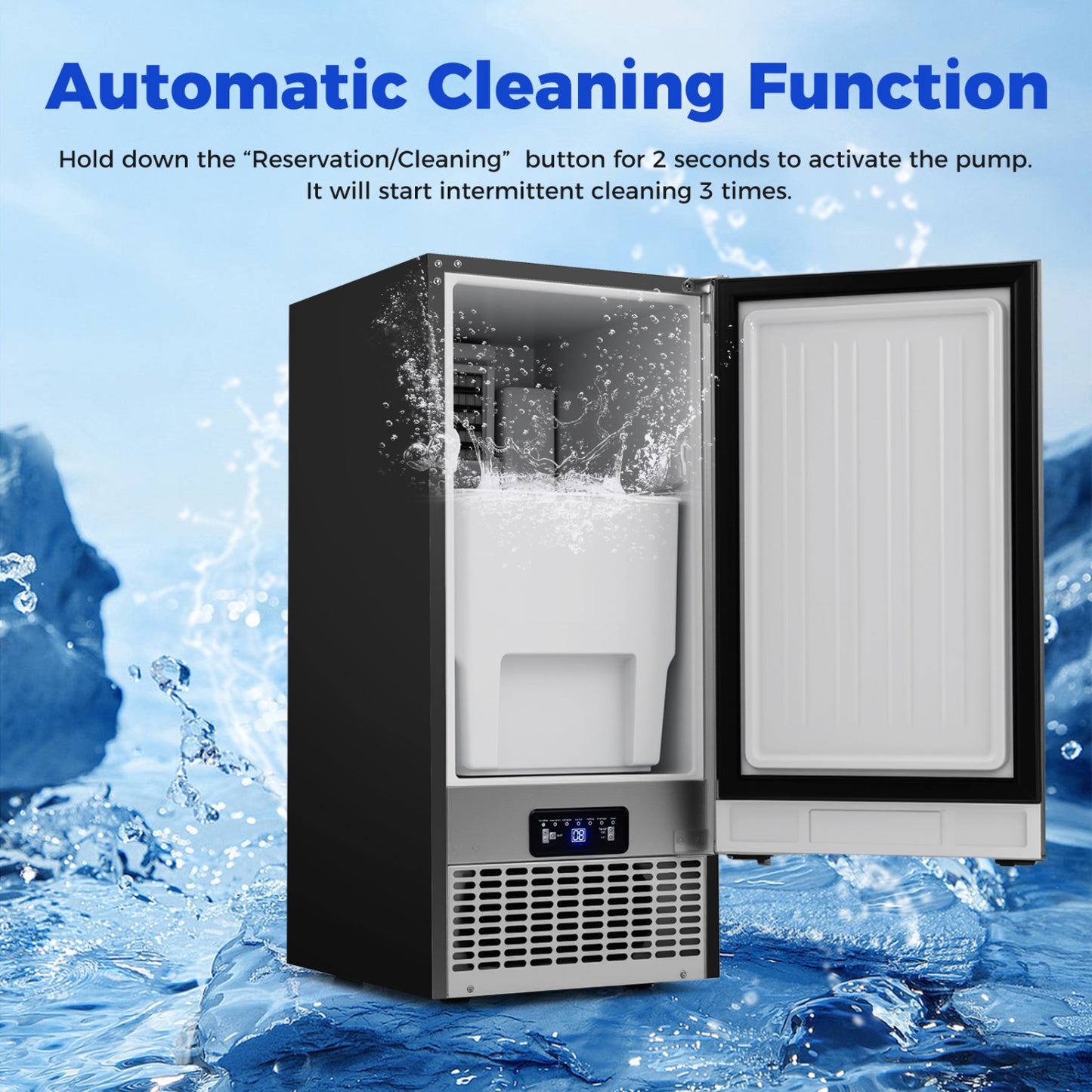 Commercial Ice Maker 110 lbs/24H Undercounter Ice Machine with 25 lbs Storage Capacity