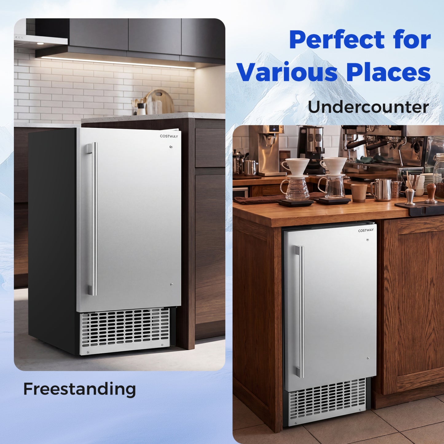 Commercial Ice Maker 110 lbs/24H Undercounter Ice Machine with 25 lbs Storage Capacity