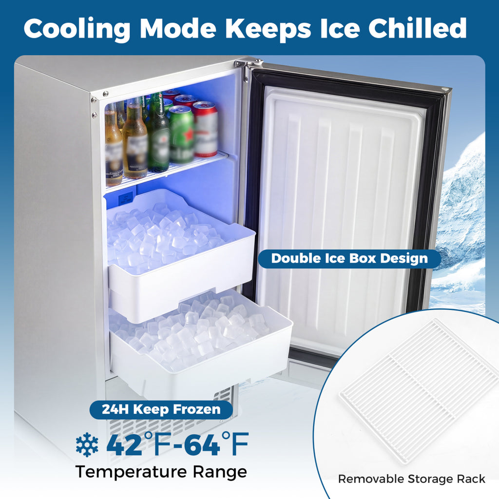Commercial Under Counter Ice Maker 90 lbs/Day 15 Inch W Built-in