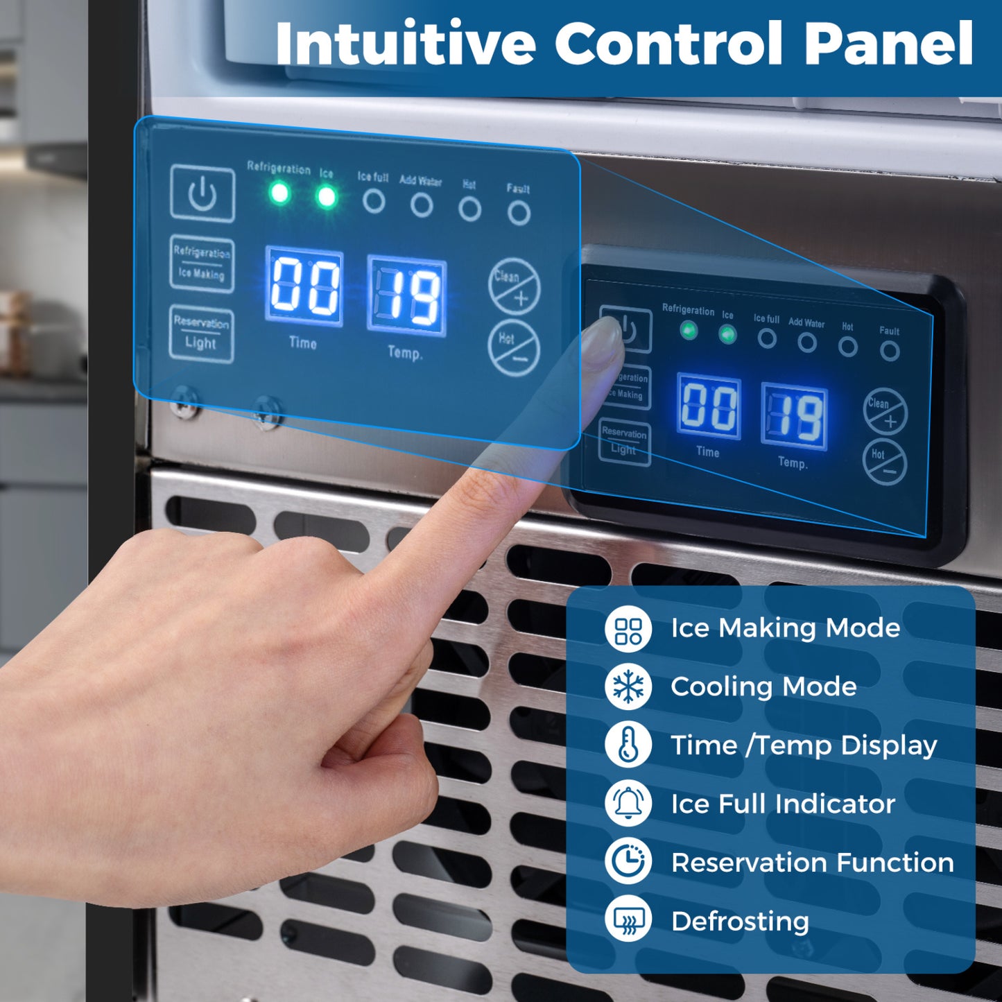 Commercial Under Counter Ice Maker 90 lbs/Day Built-in Freestanding Ice Making Machine