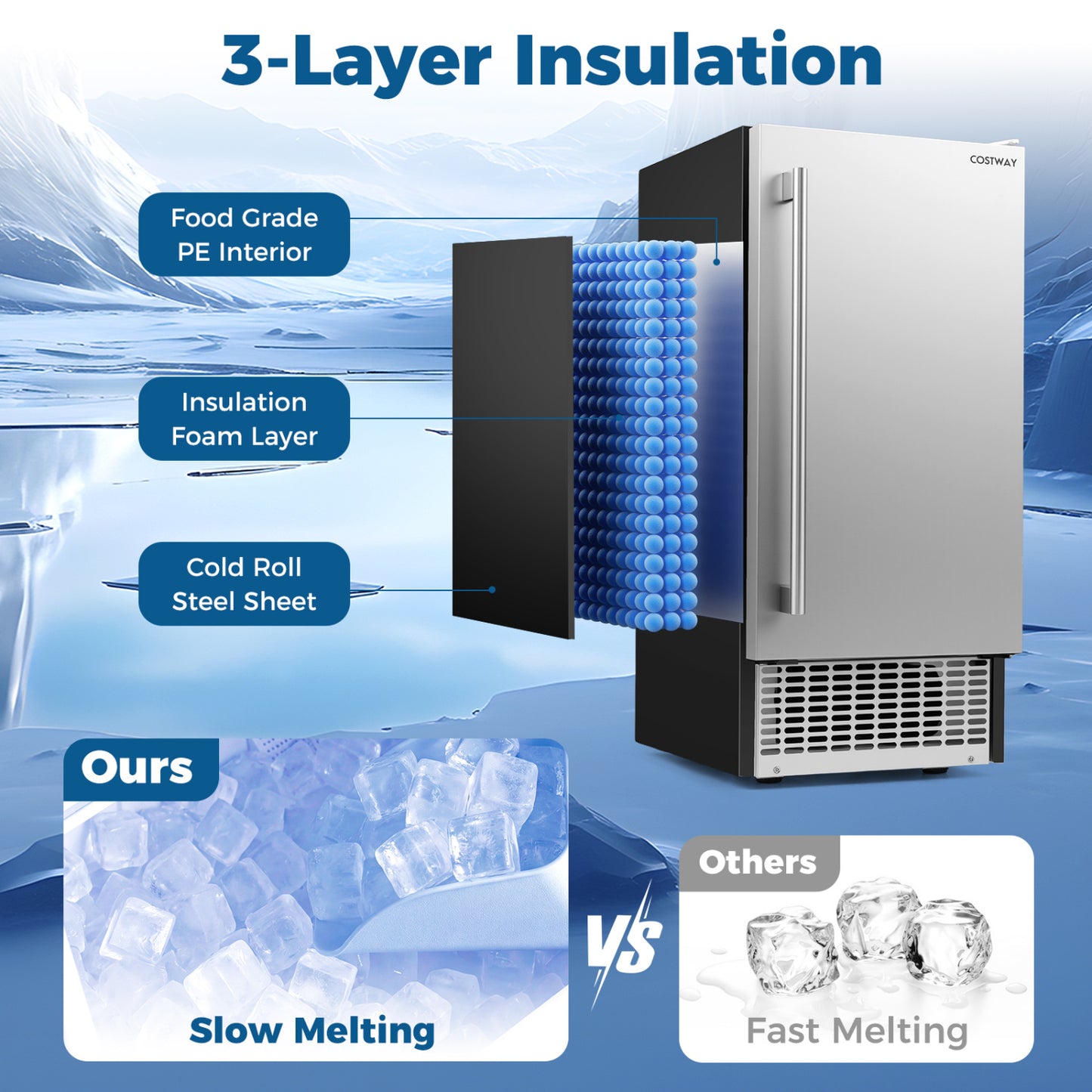 Commercial Under Counter Ice Maker 90 lbs/Day Built-in Freestanding Ice Making Machine