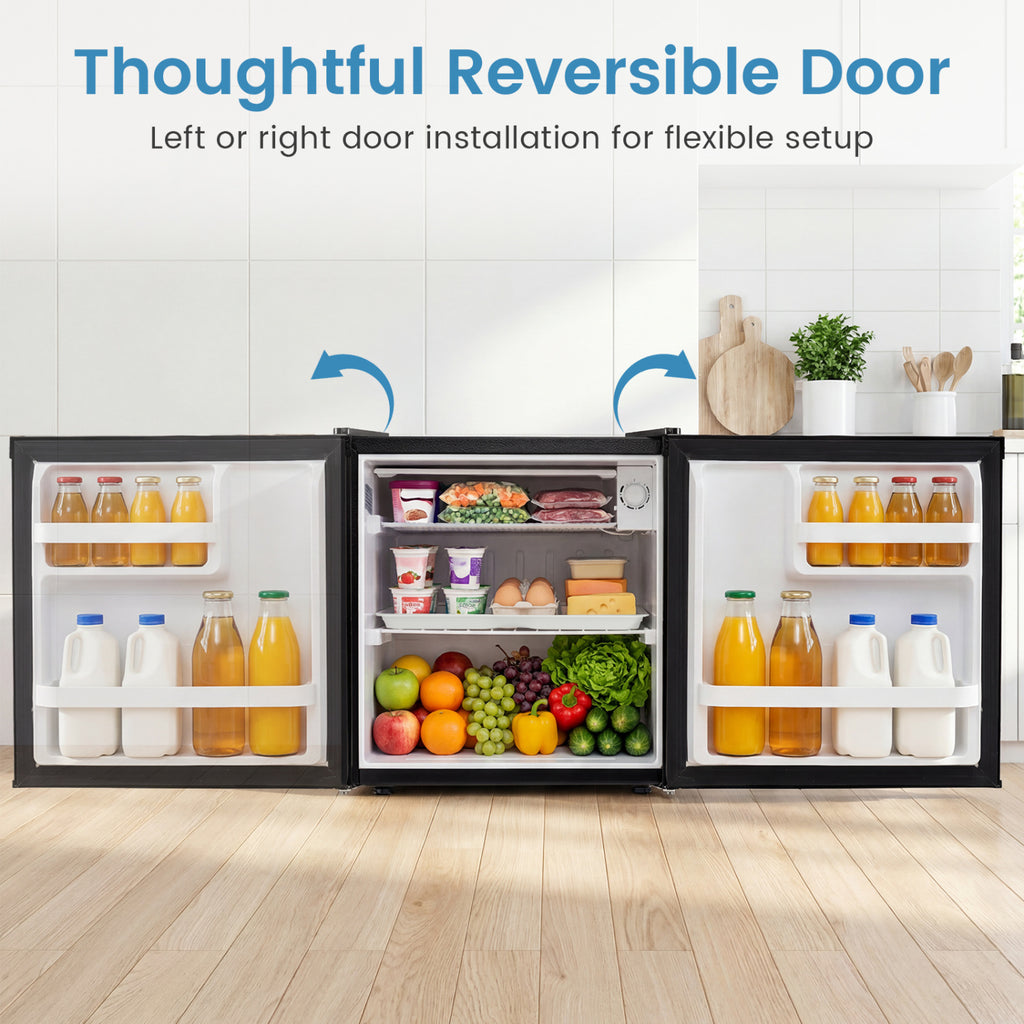 Compact Mini Fridge with 7-Level Adjustable Thermostat-Black