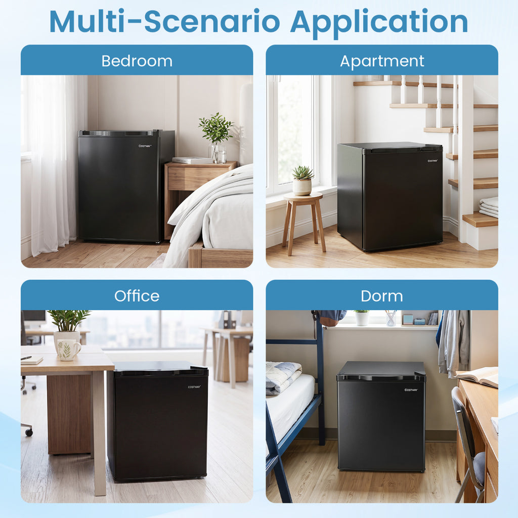 Compact Mini Fridge with 7-Level Adjustable Thermostat-Black